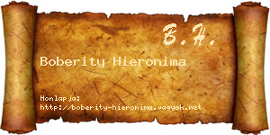 Boberity Hieronima névjegykártya